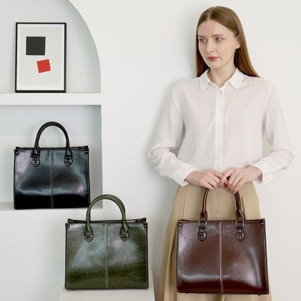 [여주점] [선물증정][무료반품] 여성 소가죽 2way 크로스백 토트백 (브라운) HGSS1119BR