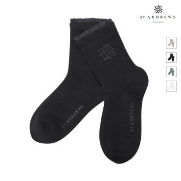 세인트앤드류스 [20%가격인하] 블랙 여성 별 심볼 레이스 믹스 중목 양말 821D3SC052_BK