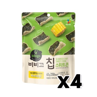  CJ 비비고칩 스위트콘 김부각스낵 40g x 4개
