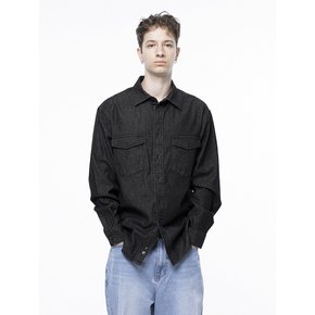 Western Pocket Denim Shirt - Black Indigo /W243SH03BKM