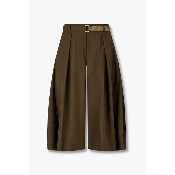 여성 원 턱 와이드 핏 슈팅 팬츠(카키) 6416111105000