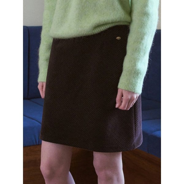 SAGE KNEE-LENGTH CORDUROY SKIRT_BROWN
