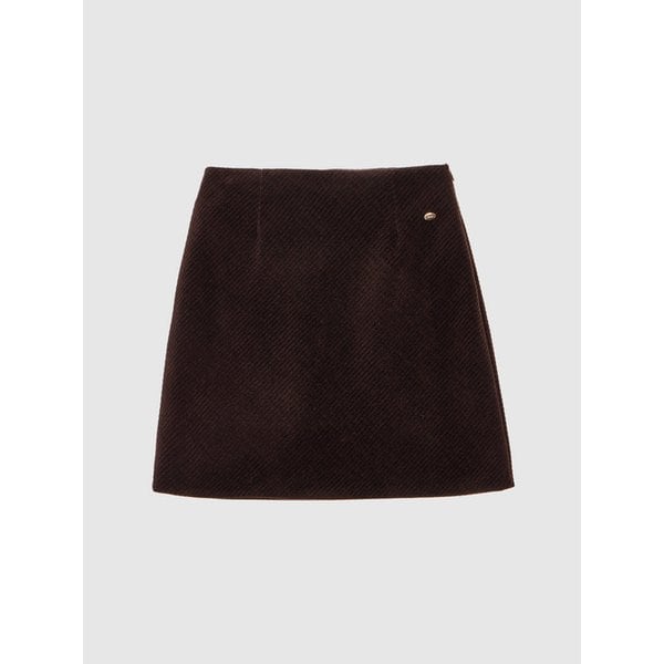 SAGE KNEE-LENGTH CORDUROY SKIRT_BROWN