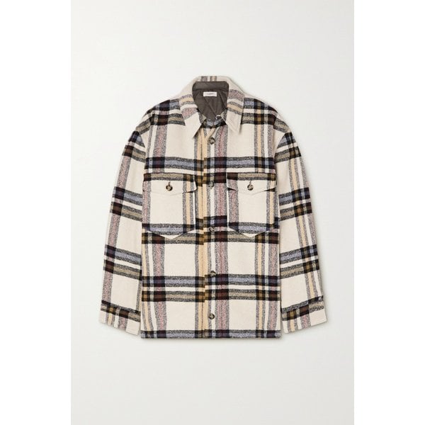 에르비 체크 플란넬 재킷 화이트