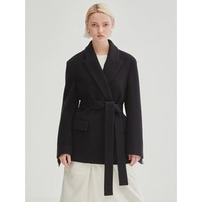 Tailored Peak Lapel Cashmere Jacket - Black