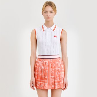 MARTINE GOLF [정상가 258000원]여성 슬리브리스 카라 니트 화이트 (QW0DRD20931)