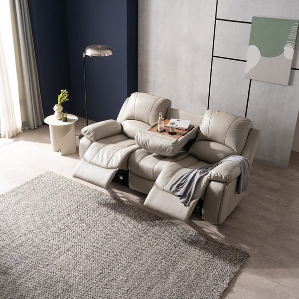 3인 전동 천연소가죽 리클라이너 소파 KC4106