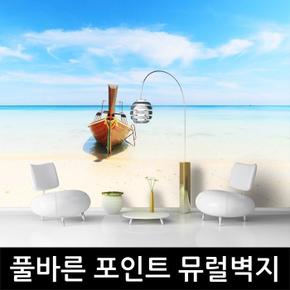 한가로운 바다풍경 풀바른 포인트 뮤럴벽지 (S2470577)