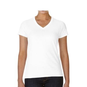  길단 30수 브이넥 여성용 티셔츠 WHITE