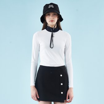 MARTINE GOLF [정상가 128000원]여성 카라배색 하프터틀 티셔츠 화이트 (Q0B130331)