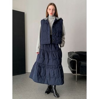 바스카라 [SET] Padded Hooded Vest+Long Skirt Set-up - VSET_028