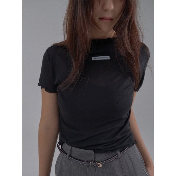 Mini Lettering Interlock Half-Neck T-Shirt_Black