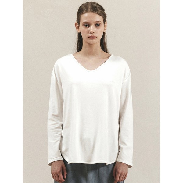 V-NECK WARM LAYERED LONG SLEEVE TSHIRT_IVORY