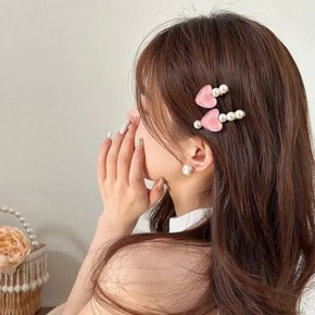하트펄 진주 헤어 머리 집게핀 (2P 1set)