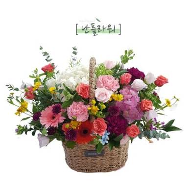 향기꽃바구니 생일꽃다발 생일꽃바구니  예쁜꽃바구니  100송이바구니