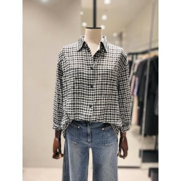 시슬리 체크 박시핏 셔츠