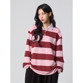 스트라이프 럭비 카라 셔츠 핑크_Stripe Rugby Collar Shirt Pink