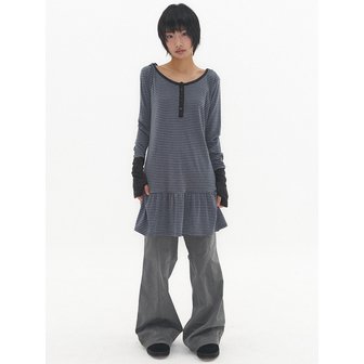 익스파이어드걸 Relaxed Warmer Hoodie Dress Blue Grey
