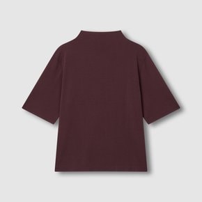 여 소프트 모크넥 5부 티셔츠 (DARK BEIGE/BURGUNDY/BLACK)