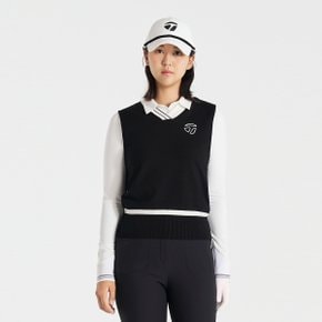 여성 배색 브이넥 니트 베스트 TSO-71HG22-199