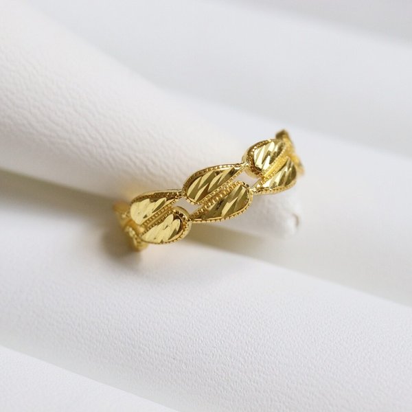 [가앤] 24k순금 컷팅 물방울 두줄 반지 3.75g