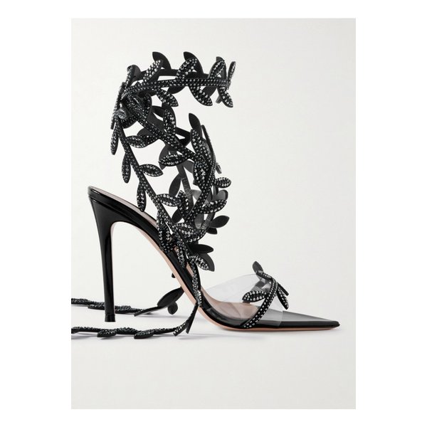 플라비아 크리스털 장식 가죽 Pvc 샌들 105mm 블랙 46376663162875723