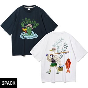 [2PACK] 앨빈클로 FISHING DUCK CATCH 오버핏 반팔티 2종 패키지