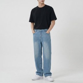 남자 여자 커플팬츠 빈티지 워싱 통 일자핏 청바지
