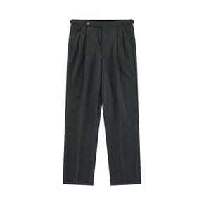 Wool worsted adjust 2Pleats relaxed Trousers (Charcoal)