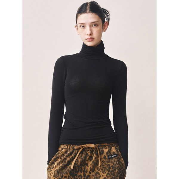 [ESSENTIAL] MINIMAL SLIM TURTLENECK TOP_BLACK