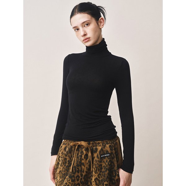 [ESSENTIAL] MINIMAL SLIM TURTLENECK TOP_BLACK