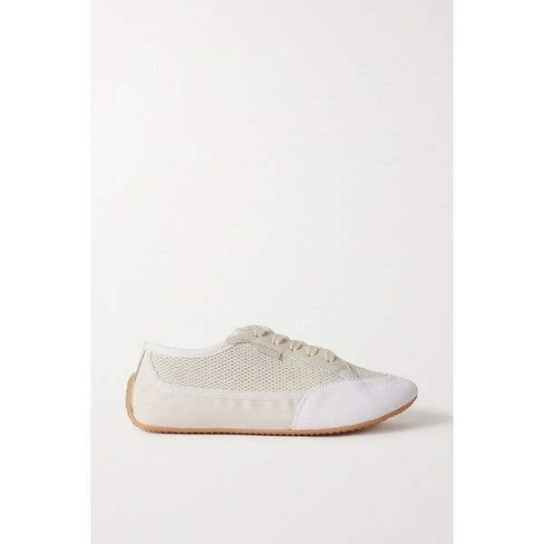 보니 가죽 트리밍 스웨이드 메시 캔버스 스니커즈 화이트 1647597315179608