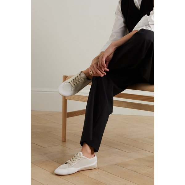 보니 가죽 트리밍 스웨이드 메시 캔버스 스니커즈 화이트 1647597315179608