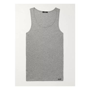 톰포드 Ribbed Cotton and Modal-Blend Jersey Tank Top 그레이