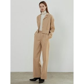 amr1490 crop wool shirt+wool belt slacks (beige)