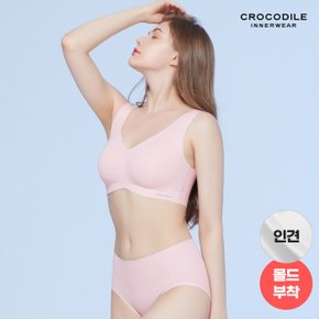 베이직 인견 크레오라 몰드부착 V넥 감탄브라+팬티 핑크베이지 CDW3N61_T