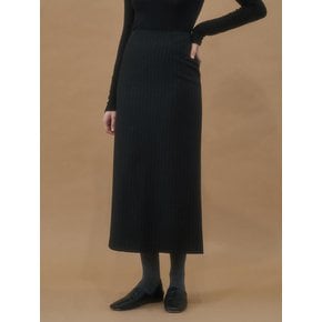 Wool maxi strpe skirt_black