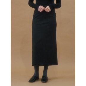 Wool maxi strpe skirt_black