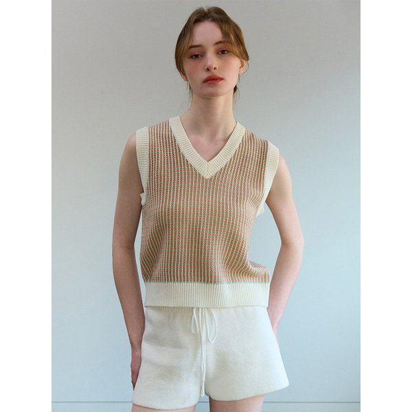 COLORING V-NECK KNIT VEST IVORY