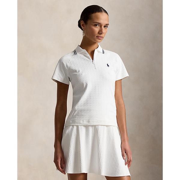 폴로 골프 여성 케이블 자카드 쿼터 지퍼 폴로 셔츠(WMXGKNINB920397100)