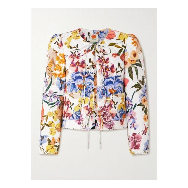 팜리오 그릭 가든 퀼팅 플로럴 프린트 리오셀 코튼 혼방 재킷 아이보리 46376663162869516