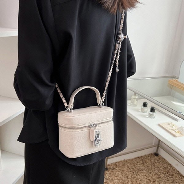 [옷자락] 여자 스몰백 포인트 박스 핸들 크로스 토트백