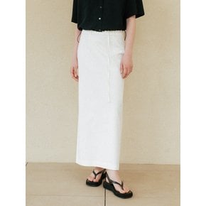 linen belted slit skirt (ivory)