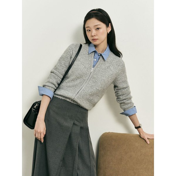 [B. my] 알파카 혼방 니트 집업 카디건  라이트 그레이 (BF5X5AN012)