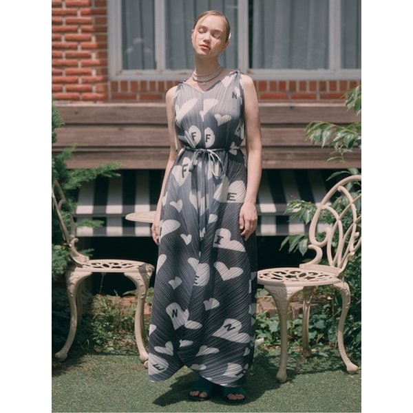 리본 민소매 원피스