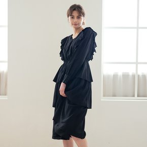 WED_Frill v-neck layered dress_BLACK