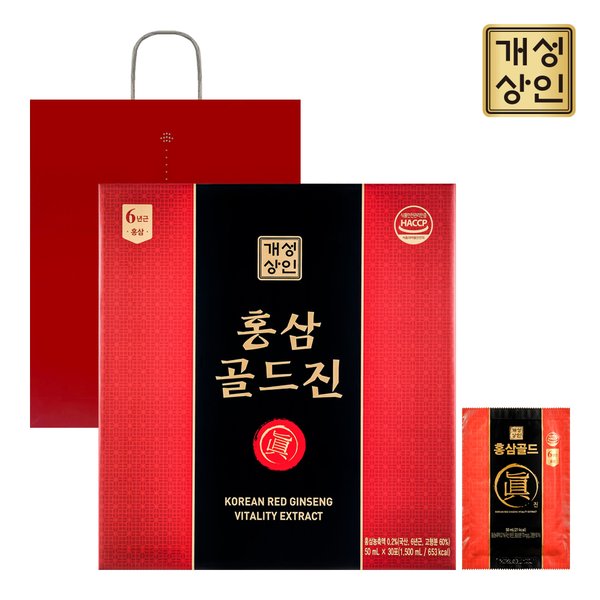 개성상인 홍삼골드진 50ml 30포 x 1상자 (30포) + 쇼핑백