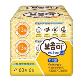 깨끗한나라 보솜이 안심 물티슈 13 60매X6개입
