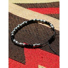 black & antique silver beads bracelet