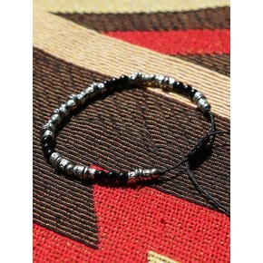black & antique silver beads bracelet